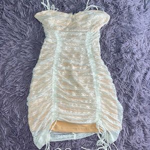FashionNova Lace White & Nude Slip Dress